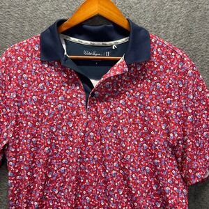 Walter Hagen Mens Red Floral Ditsy Golf Polo Shirt Small Performance Stretch